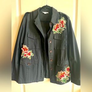 Love Riche Button-up Long Sleeve Shirt with Floral Embroidery